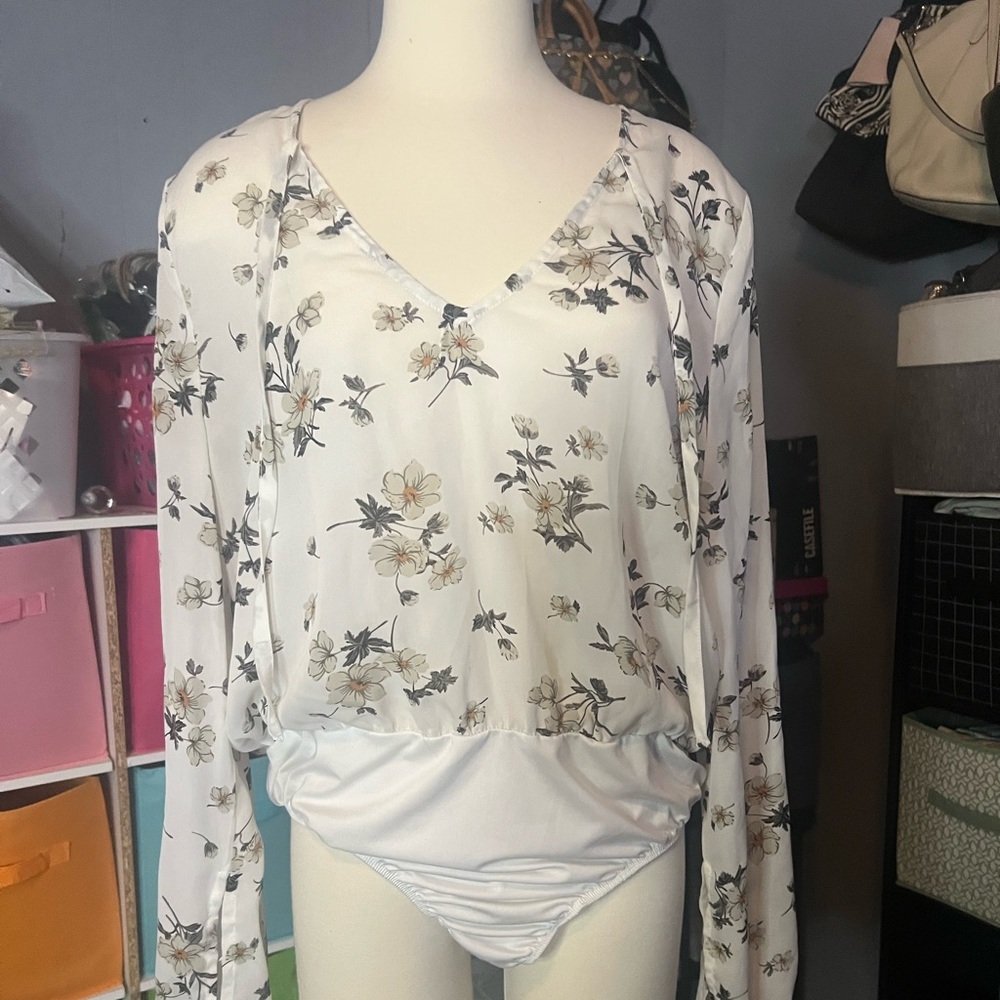 Plus size floral bodysuit
